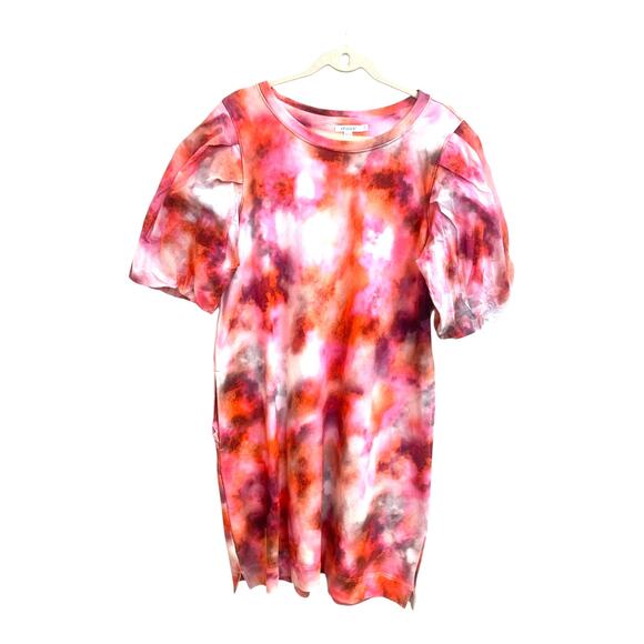 Chico's Amazing Puff Sleeve Colorful Shift Dress pockets sz Chicos 2= L NWOT - Picture 3 of 10